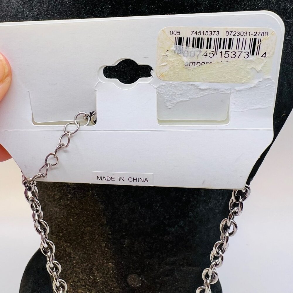 Joan Vass New York Necklace-NWT-Silver/Gold Rustic Mix-Casual-Versatile-V Neck - Picture 14 of 14